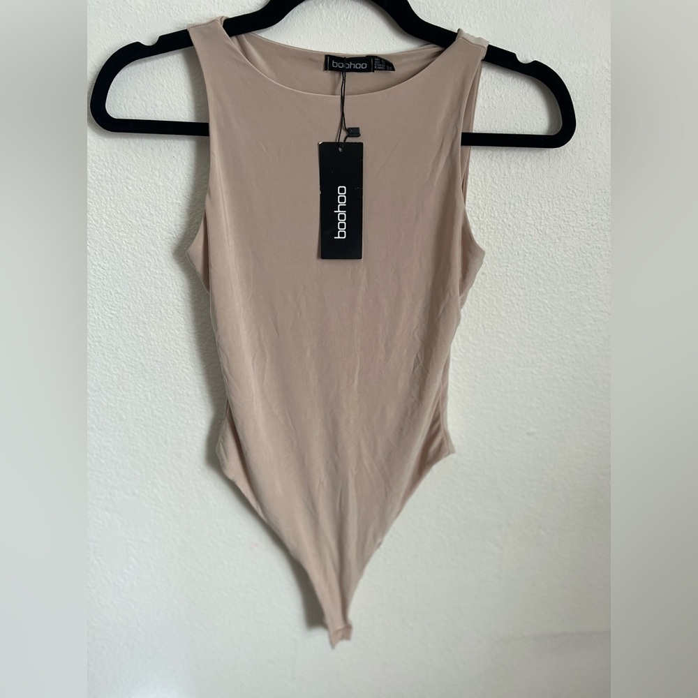 Boohoo Women's Tan Bodysuit Top